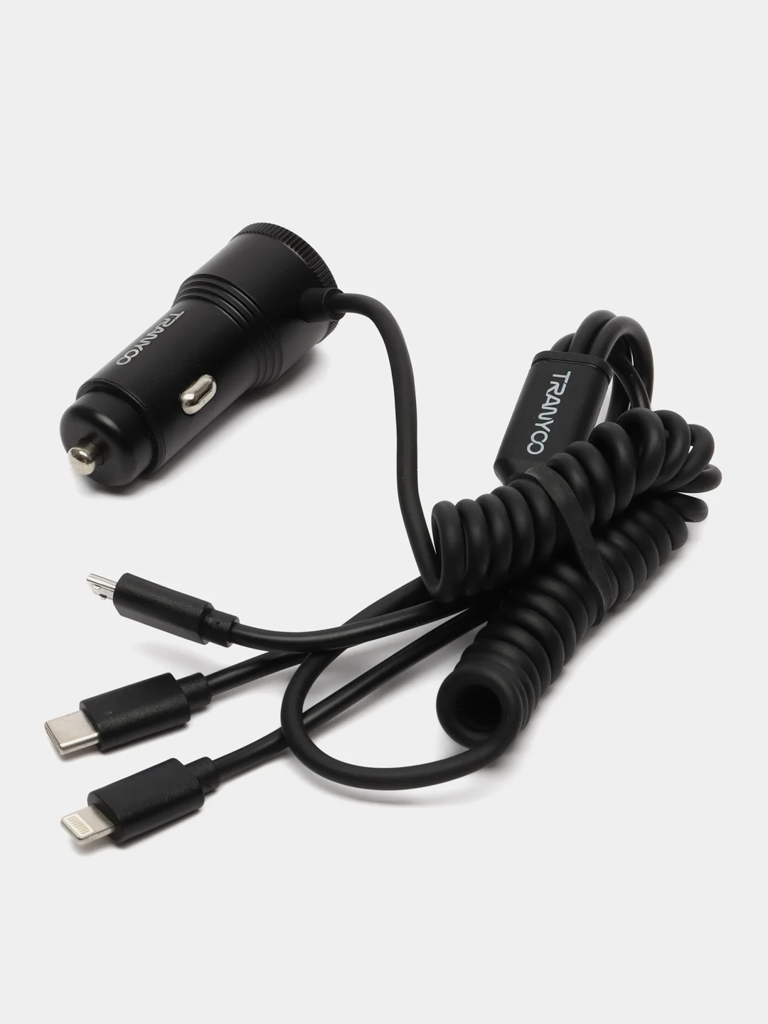 Автомобильное зарядное устройство TRANYOO 2USB + встроенный телескопический провод зарядки