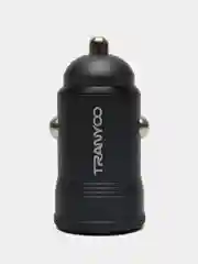 Черный автомобильное зарядное устройство TRANYOO, TYPE-C, поддержка быстрой зарядки PD+QC, металл