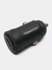 Черный автомобильное зарядное устройство TRANYOO, TYPE-C, поддержка быстрой зарядки PD+QC, металл