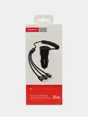 Автомобильное зарядное устройство TRANYOO 2USB + встроенный телескопический провод зарядки