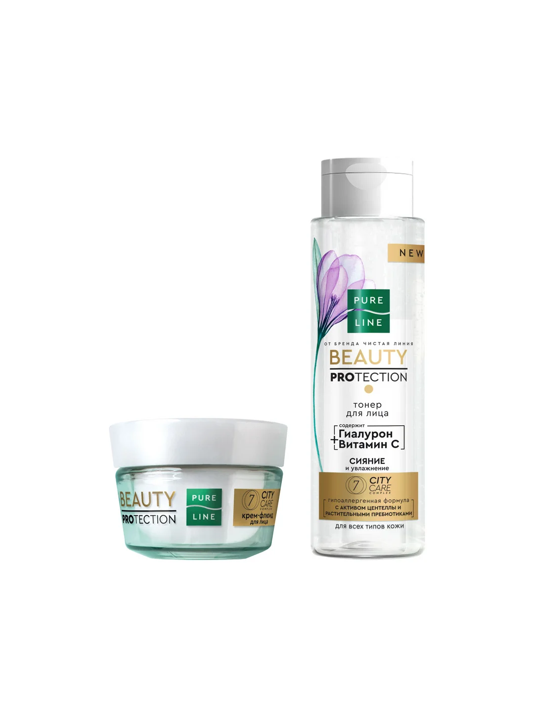 Подарочный набор ЧИСТАЯ ЛИНИЯ BEAUTY PROTECTION Тонер, 190 мл и Крем-флюид, 45 мл
