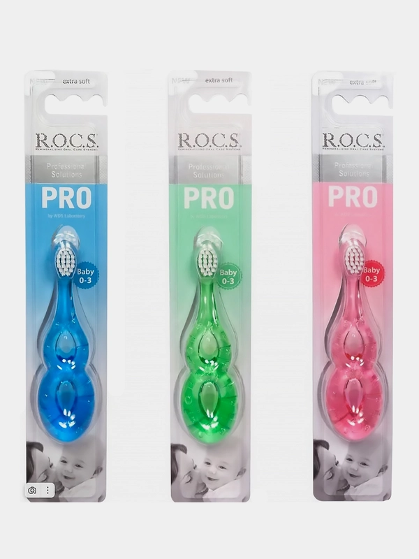 Зубная щетка R.O.C.S. PRO Baby, для детей от 0 до 3 лет, экстрамягкая щетина