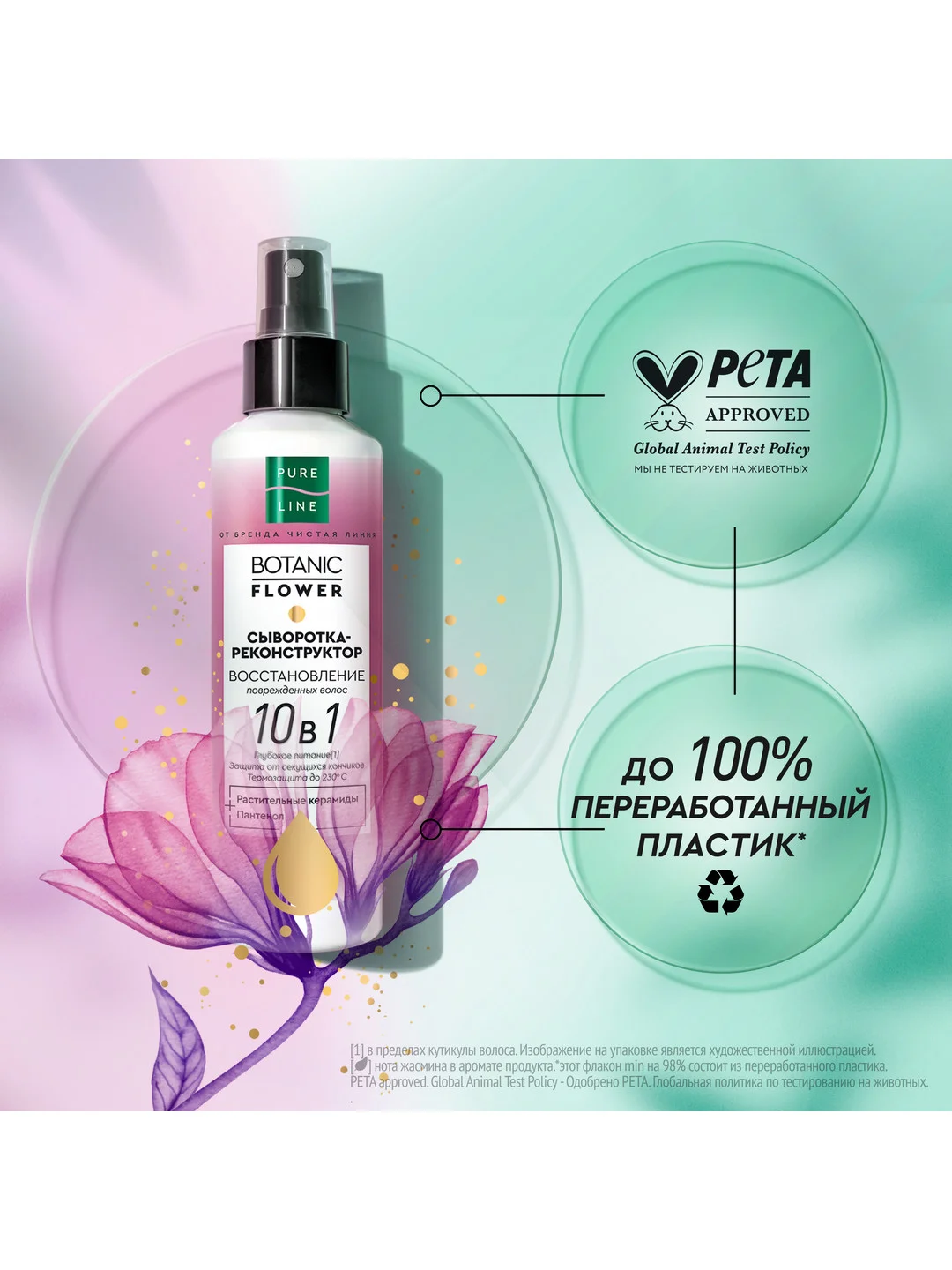 Сыворотка-реконструктор для волос Чистая линия Pure Line, увлажняющая, 160 мл
