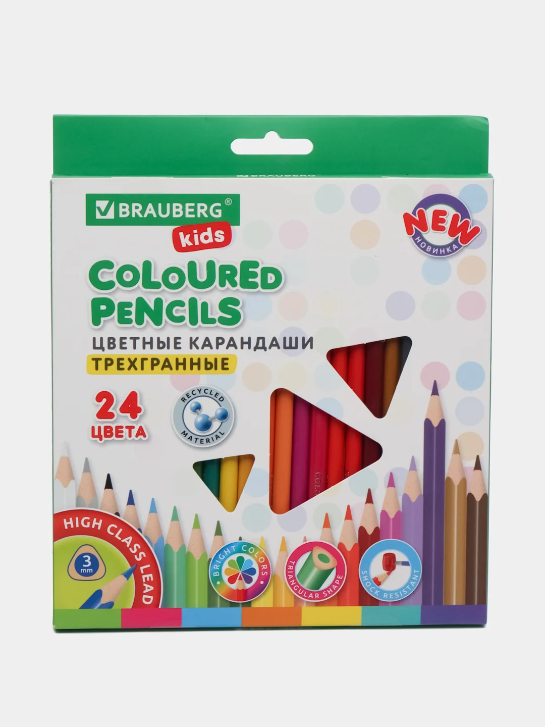 Карандаши цветные Brauberg Kids, 182002, для рисования в школу, набор 24 цвета