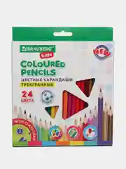 Карандаши цветные Brauberg Kids, 182002, для рисования в школу, набор 24 цвета