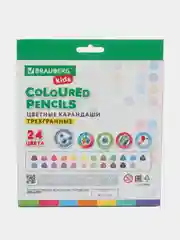 Карандаши цветные Brauberg Kids, 182002, для рисования в школу, набор 24 цвета