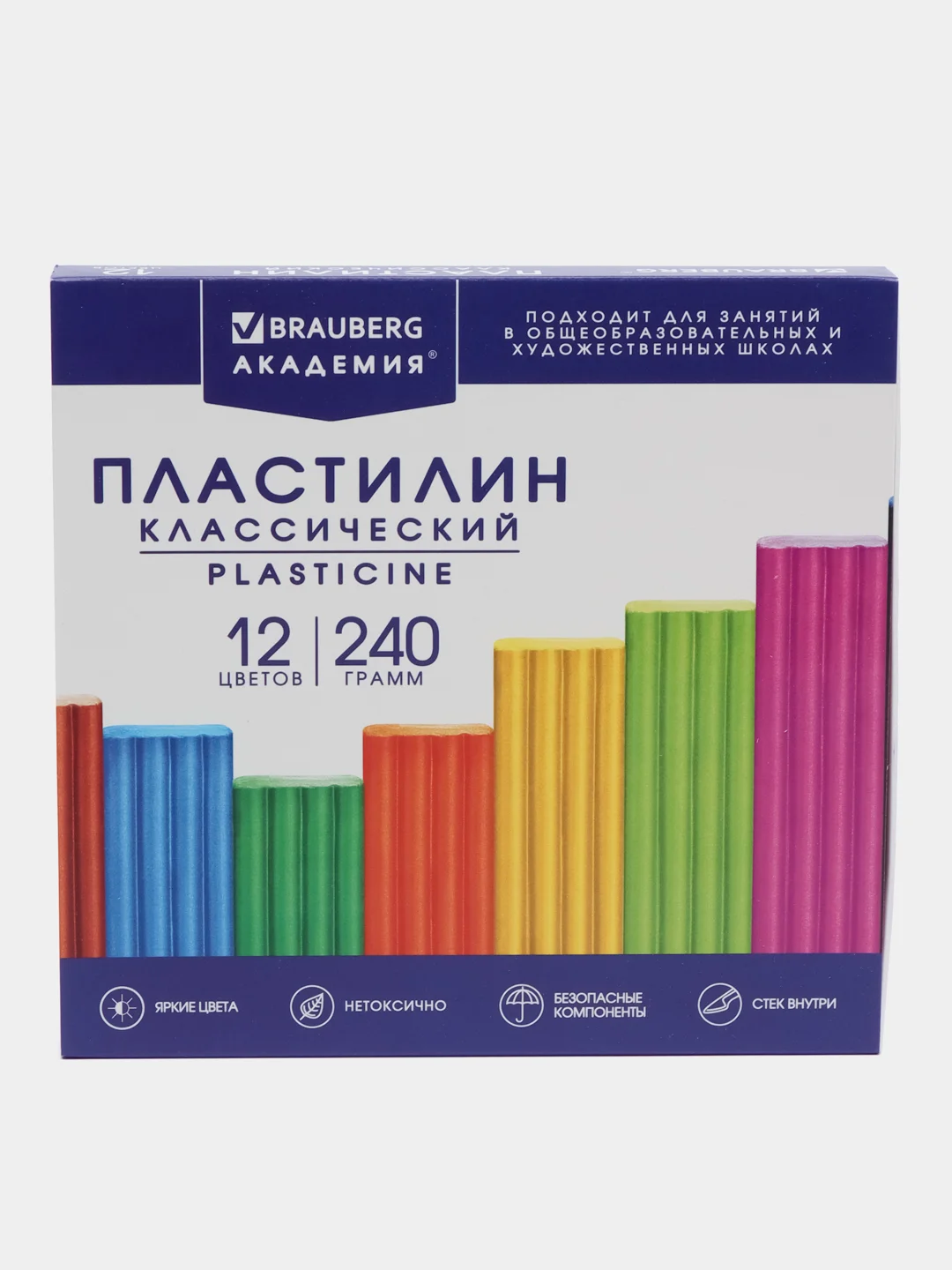 Пластилин набор 2 штуки по 12 цветов, классический, 480 грамм, 2 стека, Brauberg