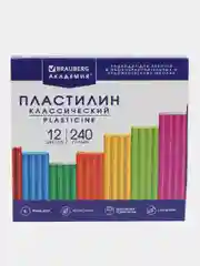 Пластилин набор 2 штуки по 12 цветов, классический, 480 грамм, 2 стека, Brauberg