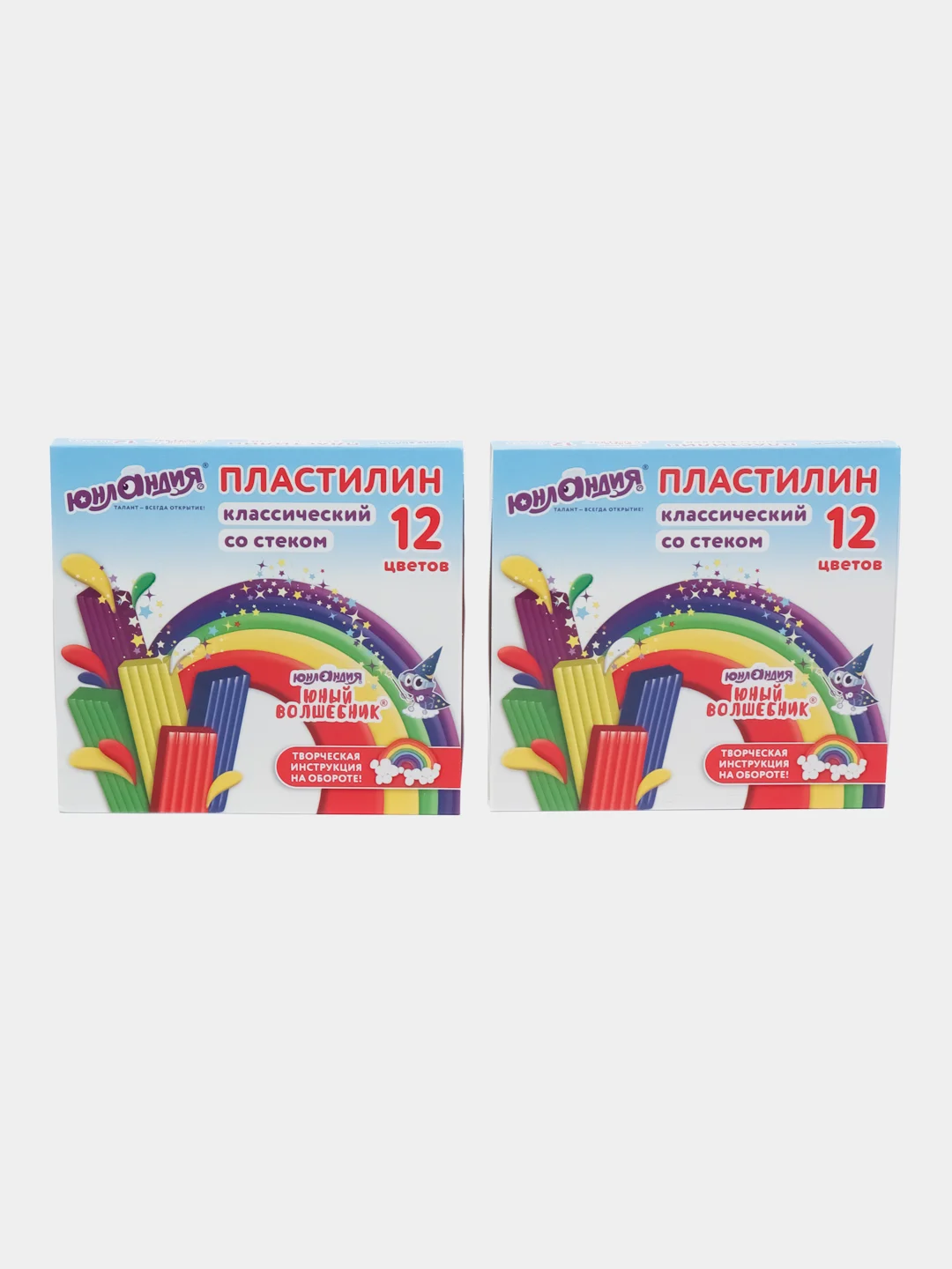 Пластилин набор 2 штуки по 12 цветов большой, классический, 480 грамм, 2 стека, Юнландия