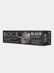 Зубная паста R.O.C.S. BLACK EDITION, с древесным углем, отбеливающая, 74 г