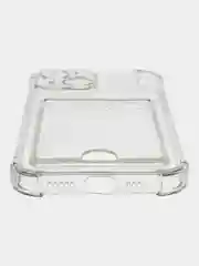 Чехол iPhone 12, 13, 14, 15, Pro, Pro Max, Plus, с карманом для карт, прозрачный, бортами
