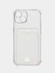 Чехол iPhone 12, 13, 14, 15, Pro, Pro Max, Plus, с карманом для карт, прозрачный, бортами