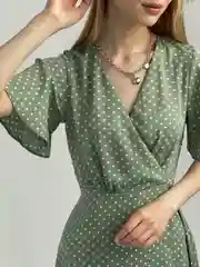 Мятный платье женское,летнее, весеннее,в цветочек, в горошек, с принтом, большие размеры