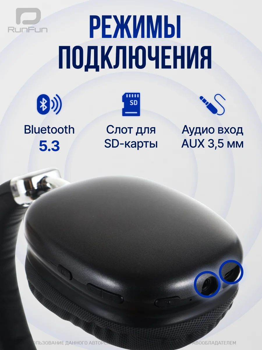 Наушники беспроводные полноразмерные, накладные, с микрофоном