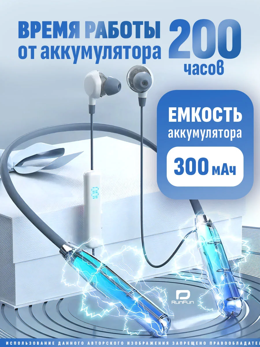 Бирюзовый наушники беспроводные (200 часов), гарнитура, спортивные с ободком, с микрофоном