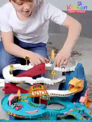 Гоночный Автотрек с динозаврами, 4 машинки, с музыкой