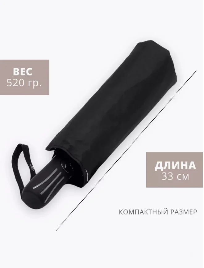 Зонт автомат антиветер 16 спиц, черный