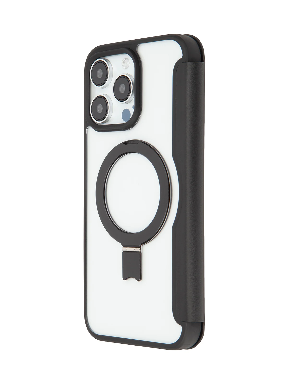 Черный чехол-книжка MagSafe для iPhone 15, 15 Pro, 15 Pro Max, BROSCORP, из экокожи, пластик, силикон