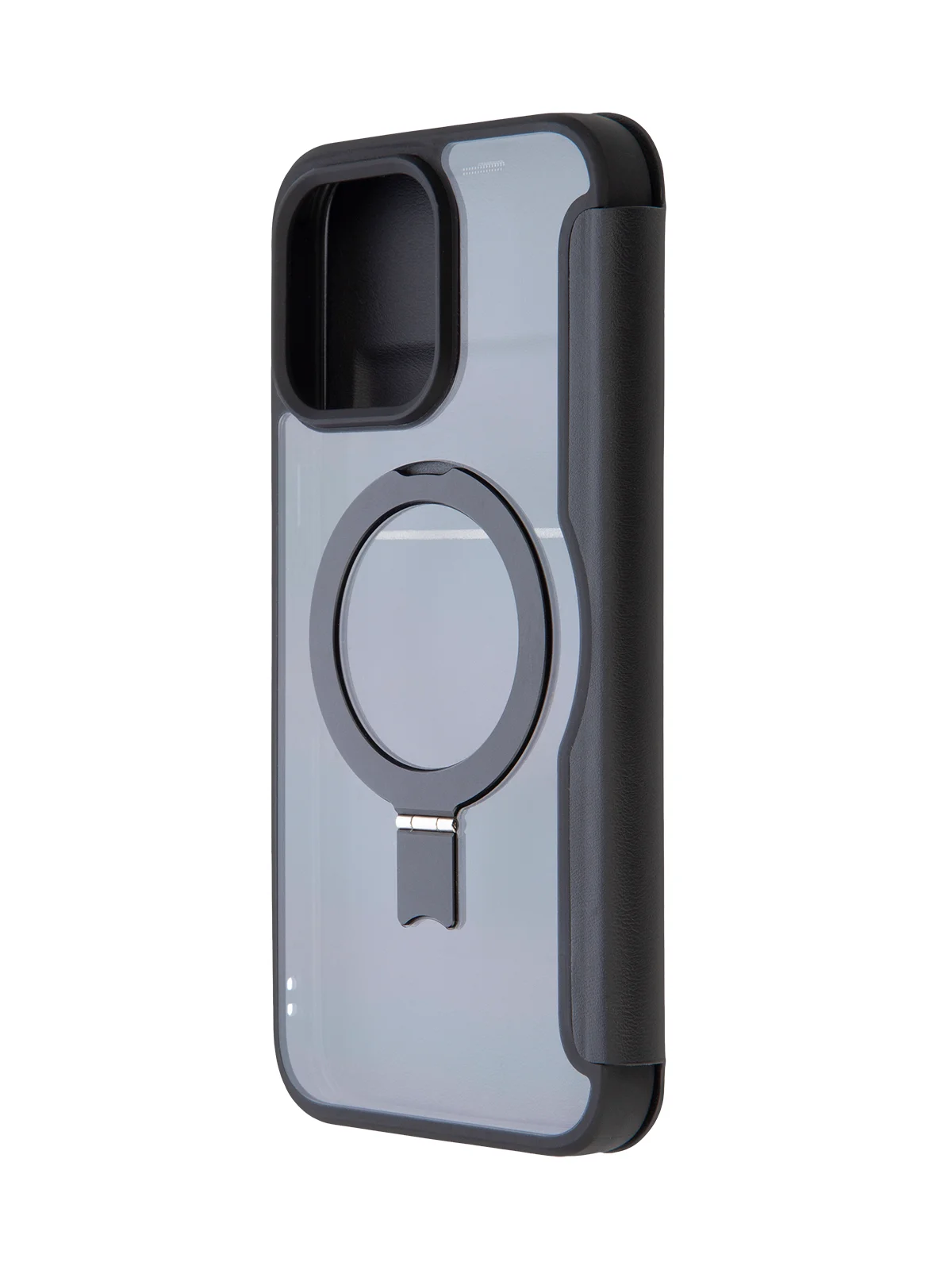 Черный чехол-книжка MagSafe для iPhone 15, 15 Pro, 15 Pro Max, BROSCORP, из экокожи, пластик, силикон