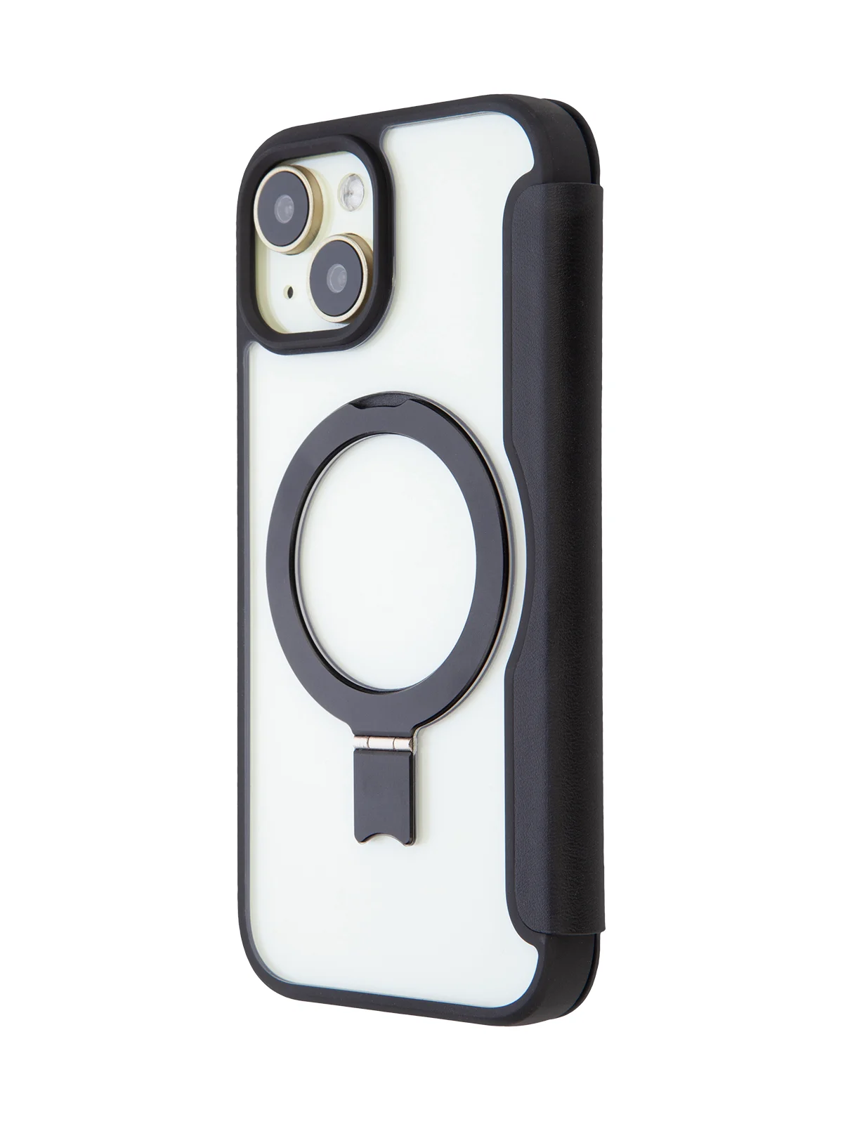 Черный чехол-книжка MagSafe для iPhone 15, 15 Pro, 15 Pro Max, BROSCORP, из экокожи, пластик, силикон