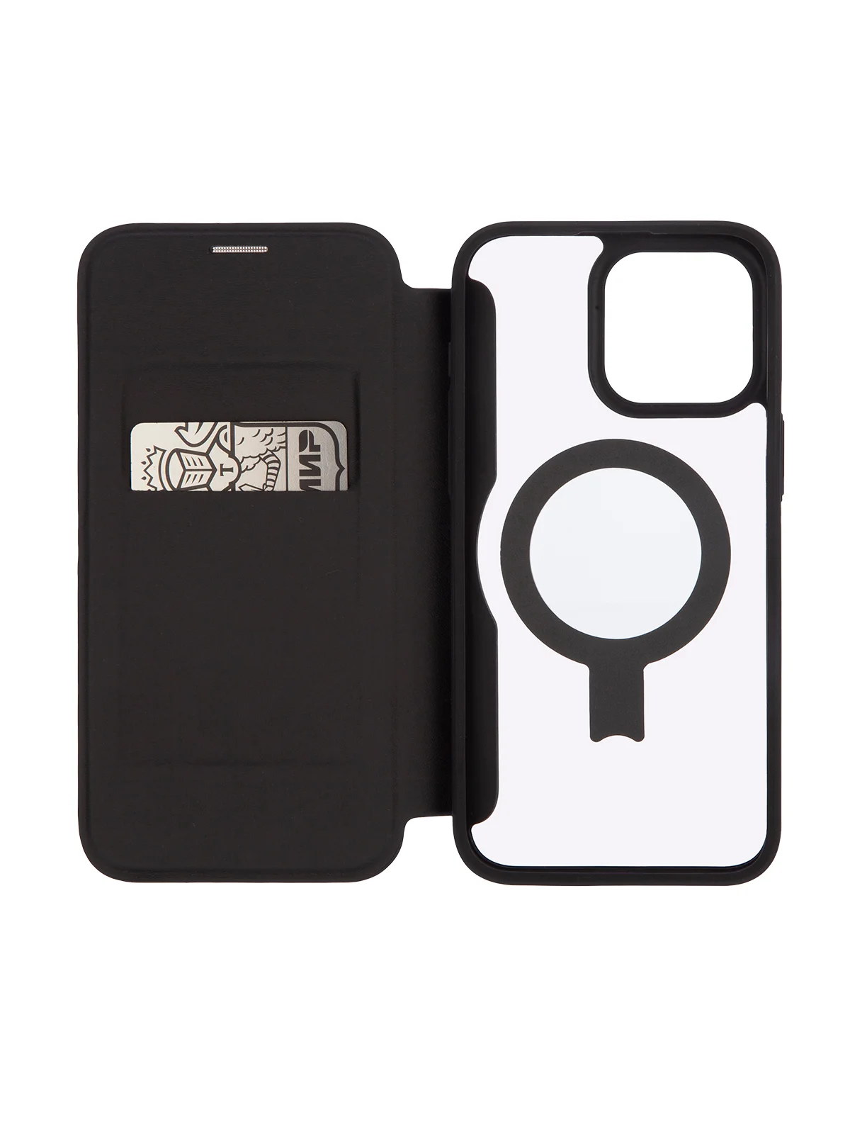 Черный чехол-книжка MagSafe для iPhone 15, 15 Pro, 15 Pro Max, BROSCORP, из экокожи, пластик, силикон