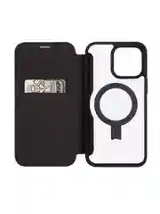 Черный чехол-книжка MagSafe для iPhone 15, 15 Pro, 15 Pro Max, BROSCORP, из экокожи, пластик, силикон
