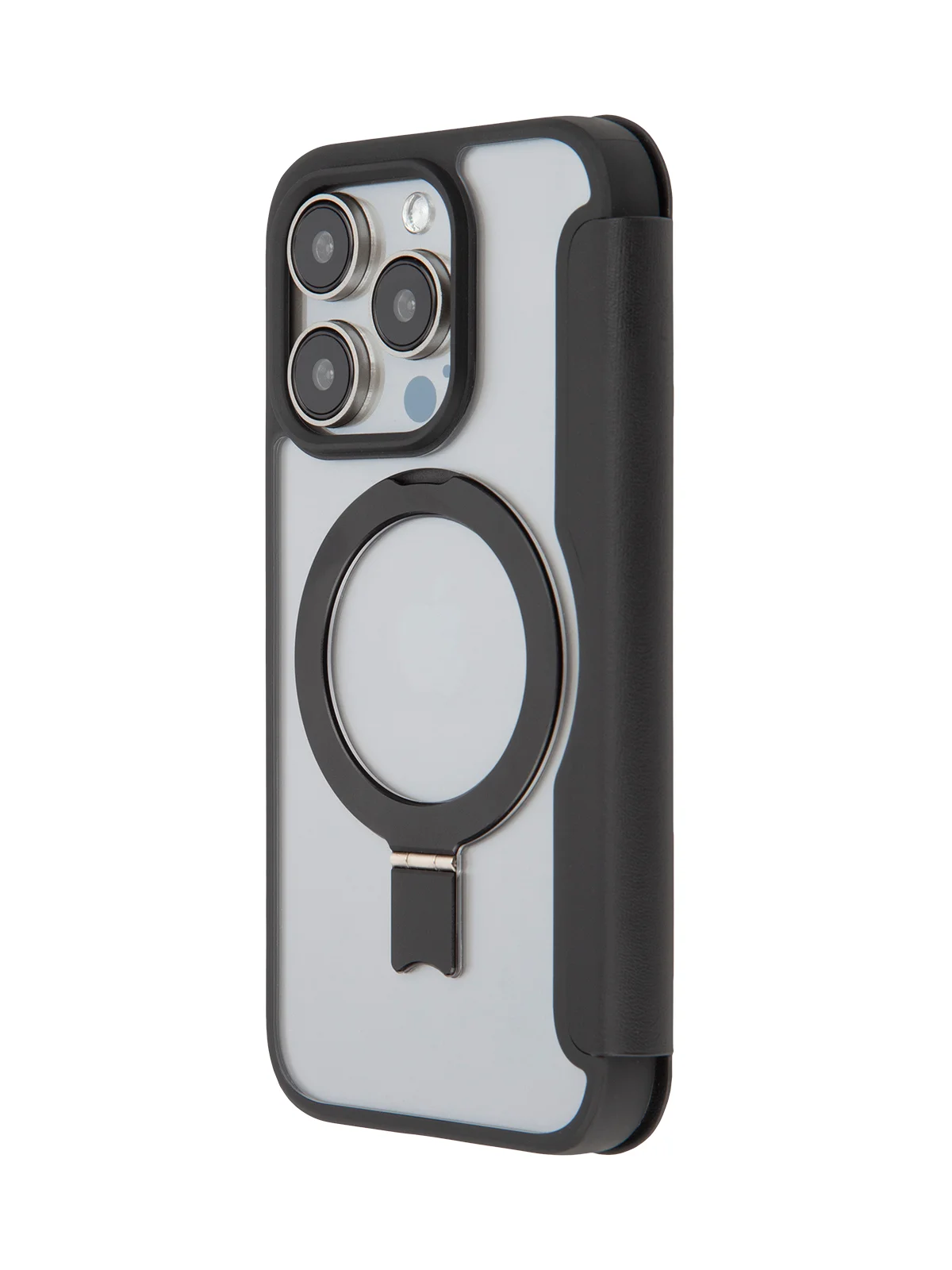 Черный чехол-книжка MagSafe для iPhone 15, 15 Pro, 15 Pro Max, BROSCORP, из экокожи, пластик, силикон