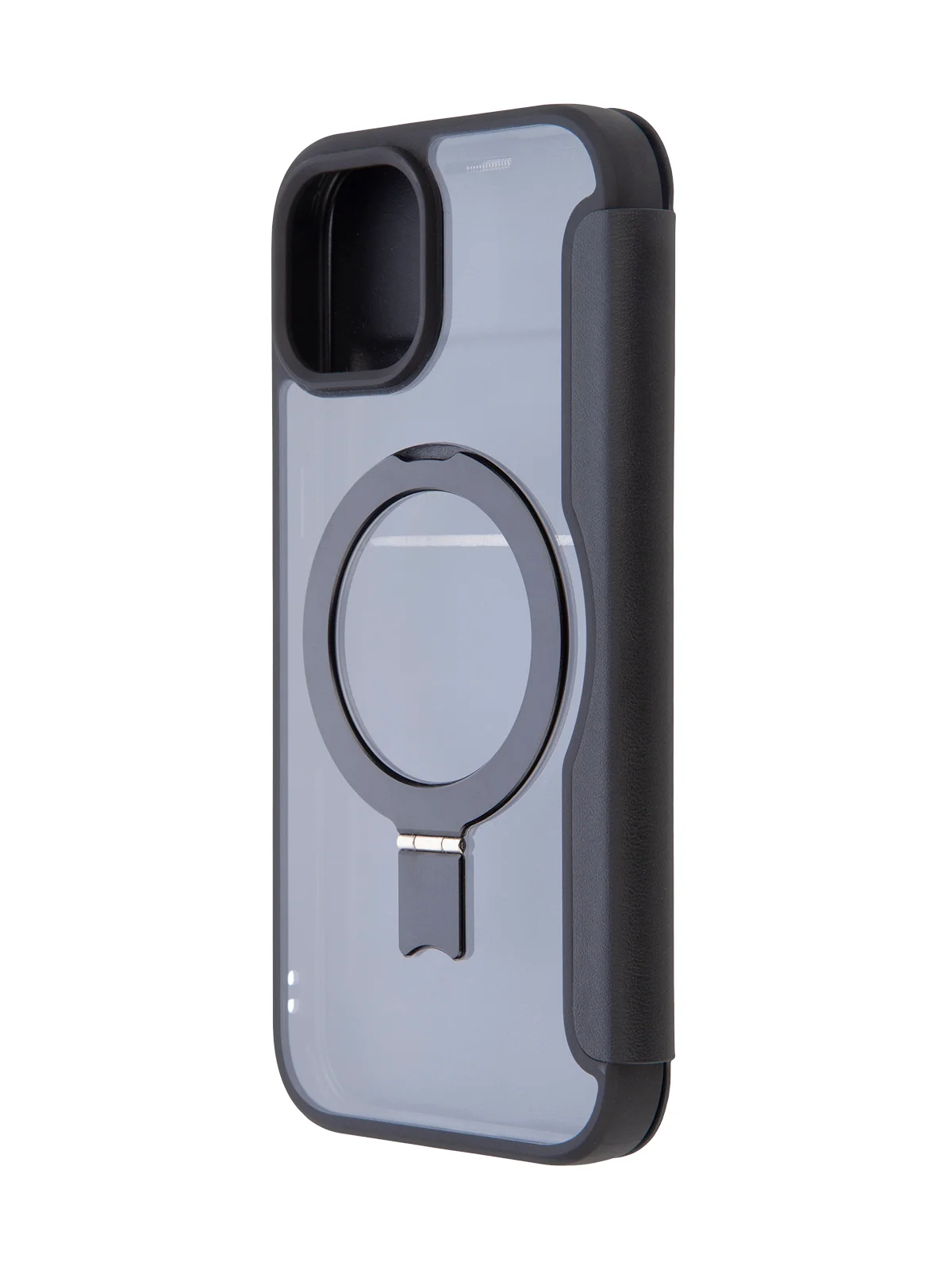 Черный чехол-книжка MagSafe для iPhone 15, 15 Pro, 15 Pro Max, BROSCORP, из экокожи, пластик, силикон