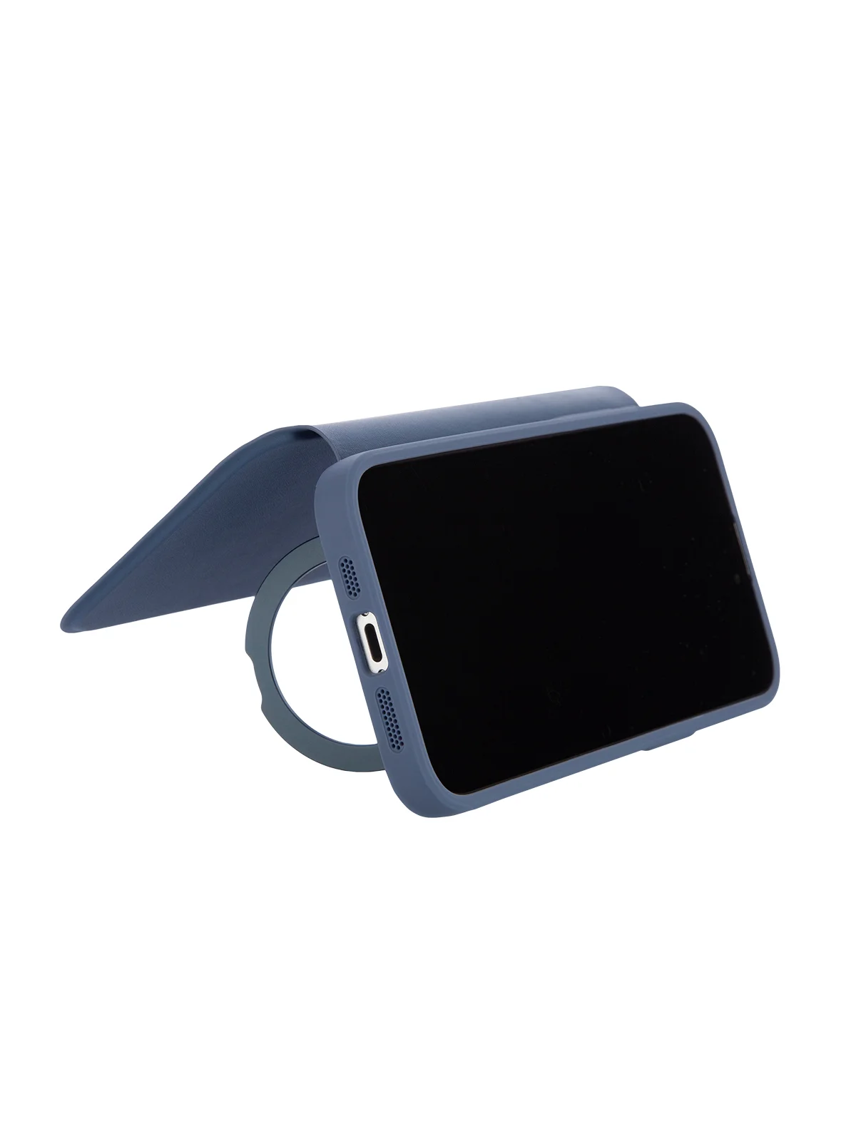 Синий чехол-книжка MagSafe для iPhone 15, 15 Pro, 15 Pro Max, BROSCORP, из экокожи, пластик, силикон