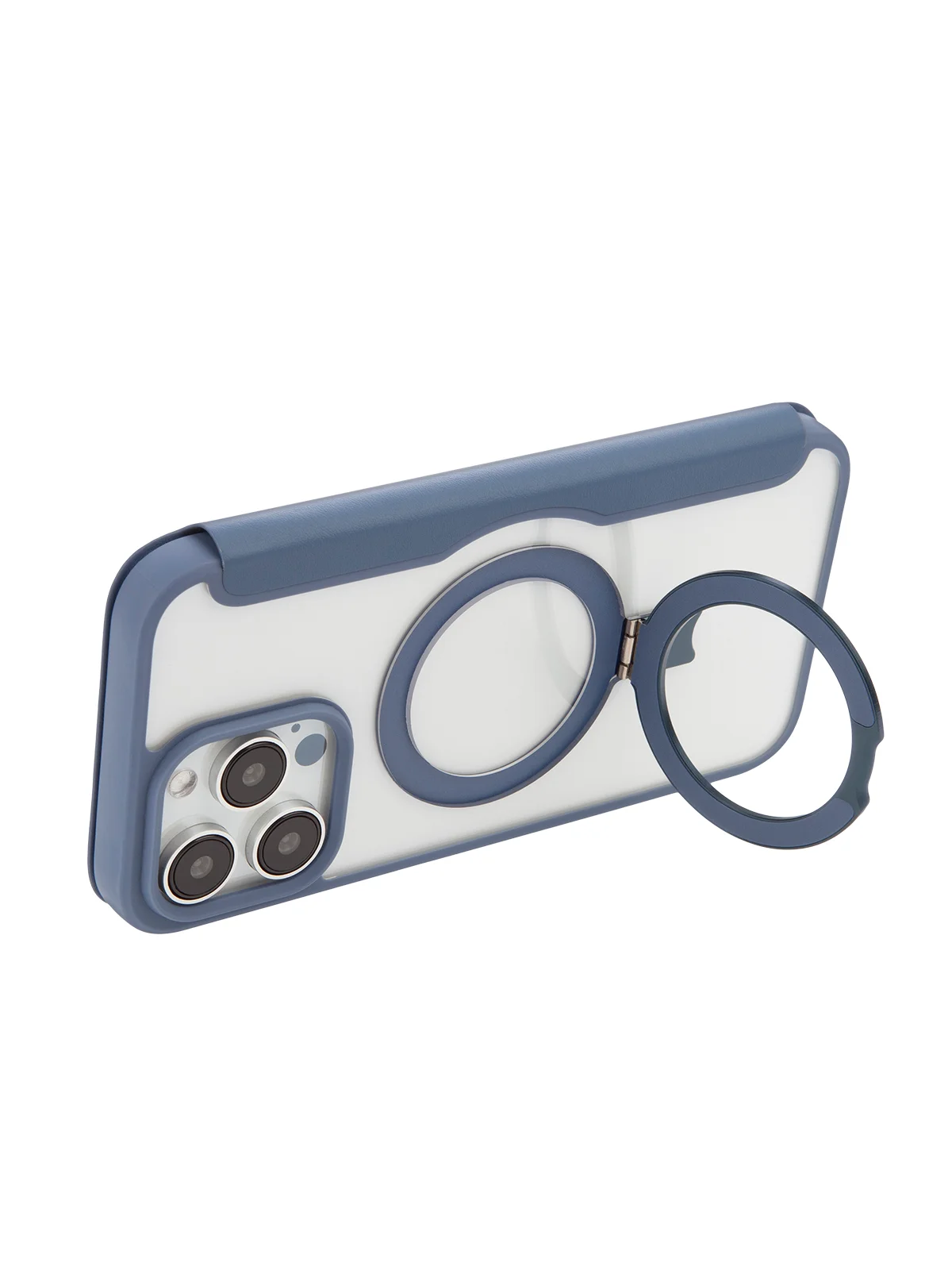 Синий чехол-книжка MagSafe для iPhone 15, 15 Pro, 15 Pro Max, BROSCORP, из экокожи, пластик, силикон