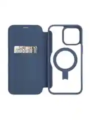 Синий чехол-книжка MagSafe для iPhone 15, 15 Pro, 15 Pro Max, BROSCORP, из экокожи, пластик, силикон