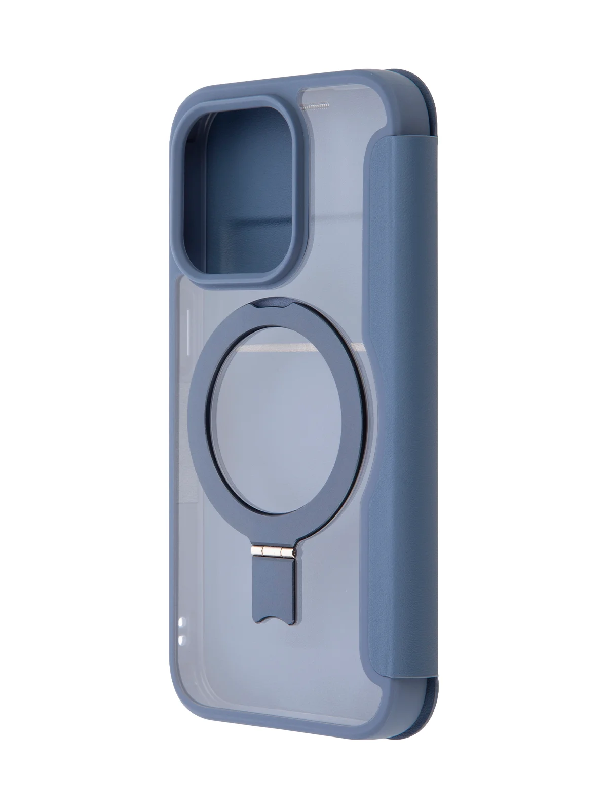 Синий чехол-книжка MagSafe для iPhone 15, 15 Pro, 15 Pro Max, BROSCORP, из экокожи, пластик, силикон