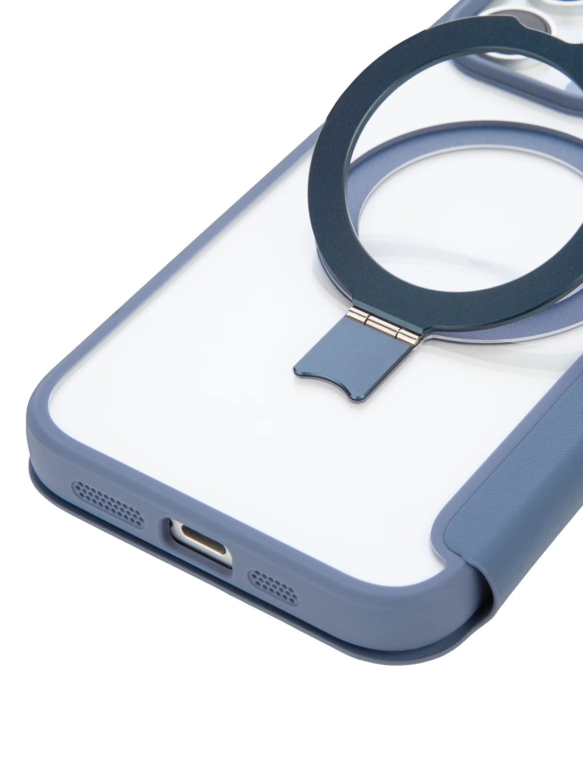 Синий чехол-книжка MagSafe для iPhone 15, 15 Pro, 15 Pro Max, BROSCORP, из экокожи, пластик, силикон