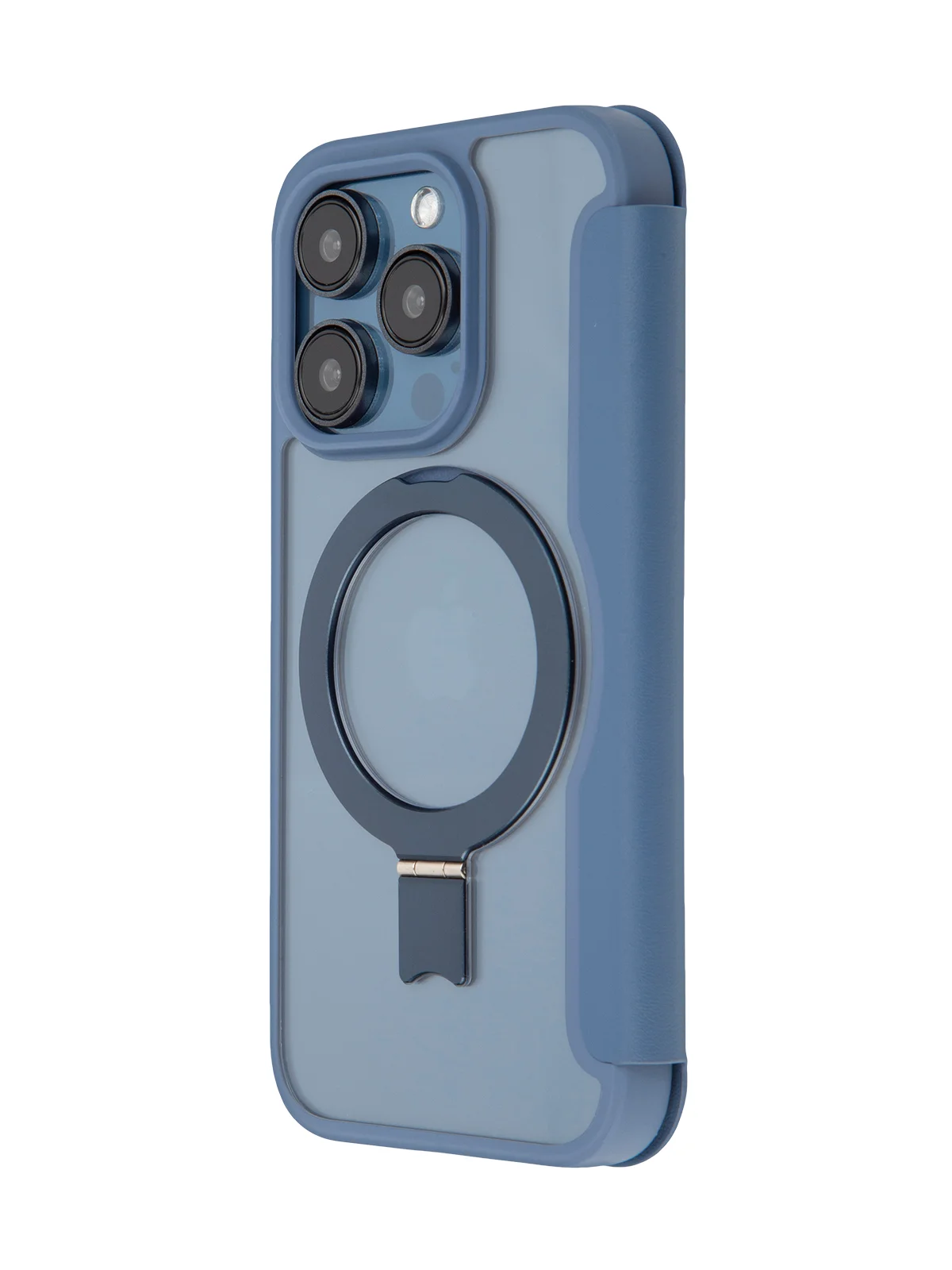 Синий чехол-книжка MagSafe для iPhone 15, 15 Pro, 15 Pro Max, BROSCORP, из экокожи, пластик, силикон
