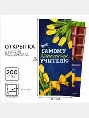 Синий подарочный конверт с местом под шоколадку "Лучшему учителю",  "С любовью Воспитателю"