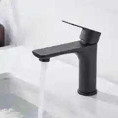 Черный смеситель для умывальника Ledeme L71018