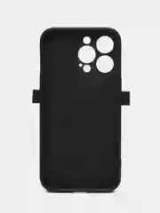 Черный чехол сумка для iPhone 11/12/13/14/15/Pro/Max/Plus на ремешке, с карманом для карт