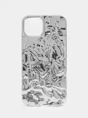 Тёмно-серый чехол для iPhone 14/15/Pro/Max фольга металл противоударный
