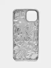 Тёмно-серый чехол для iPhone 14/15/Pro/Max фольга металл противоударный