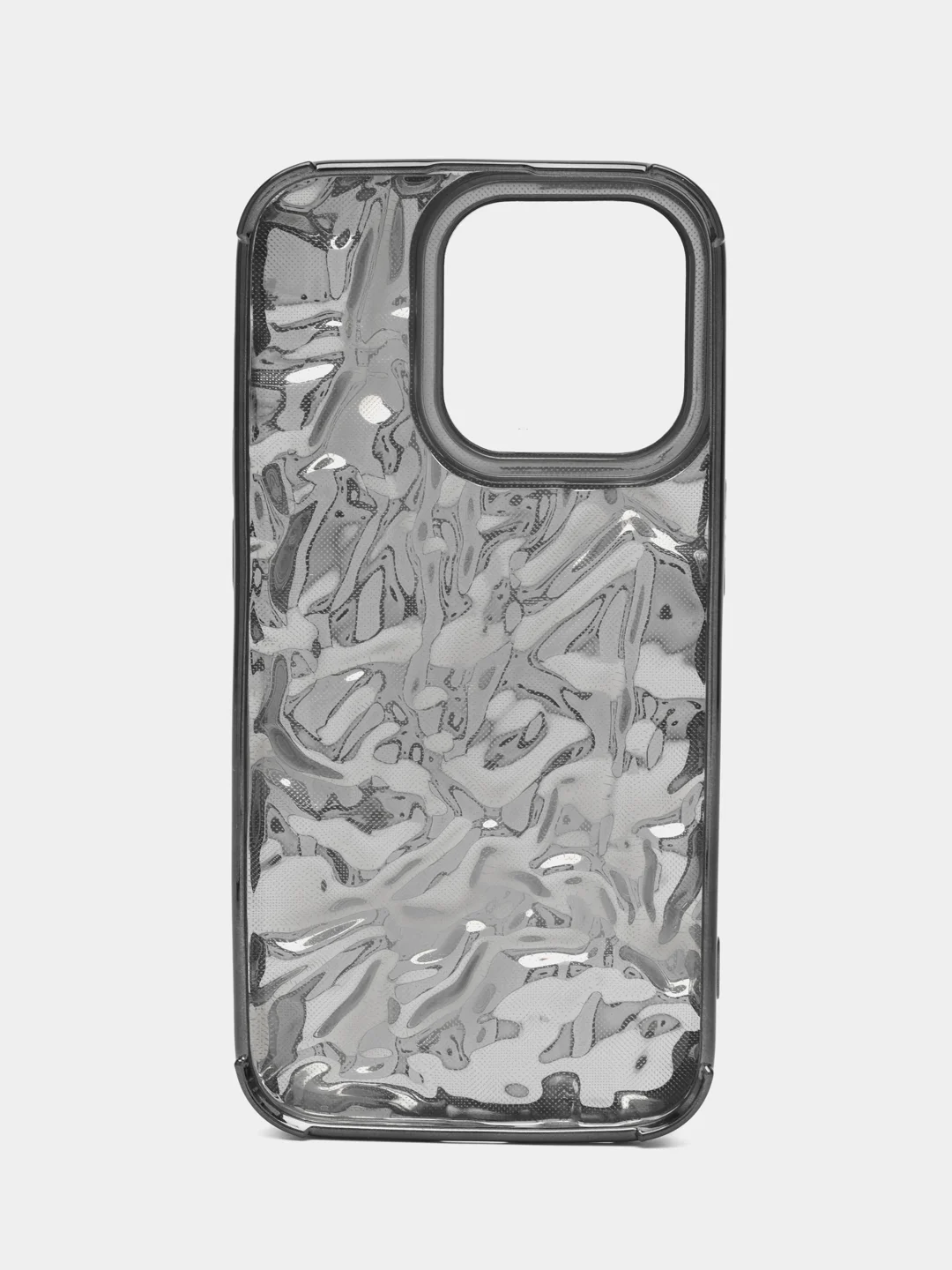 Тёмно-серый чехол для iPhone 14/15/Pro/Max фольга металл противоударный