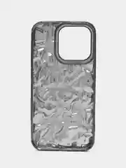 Тёмно-серый чехол для iPhone 14/15/Pro/Max фольга металл противоударный