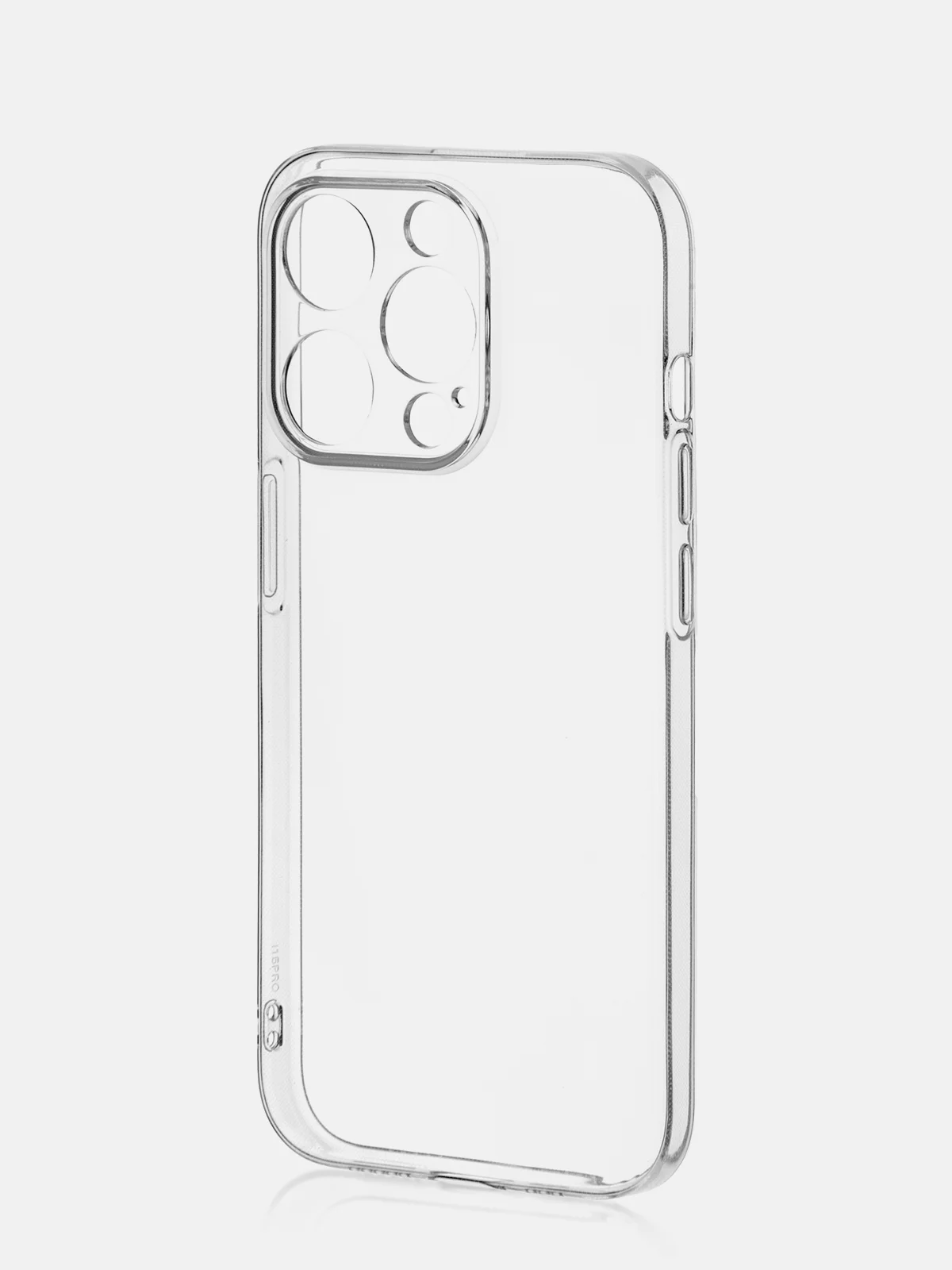 Прозрачный чехол + стекло для iPhone 15 Pro силиконовый ROSCO прозрачный с бортиком- защитой камер