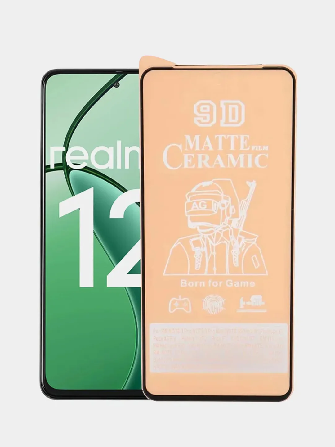 Черный защитная керамическая пленка матовая Realme 12 5G (Реалми 12 5 Джи)