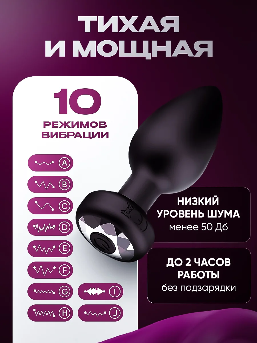Черный анальная вибро пробка с пультом управления