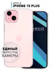 Прозрачный чехол для iPhone 15 Plus, 15+ силиконовый ROSCO прозрачный с защитой камер и от прилипания
