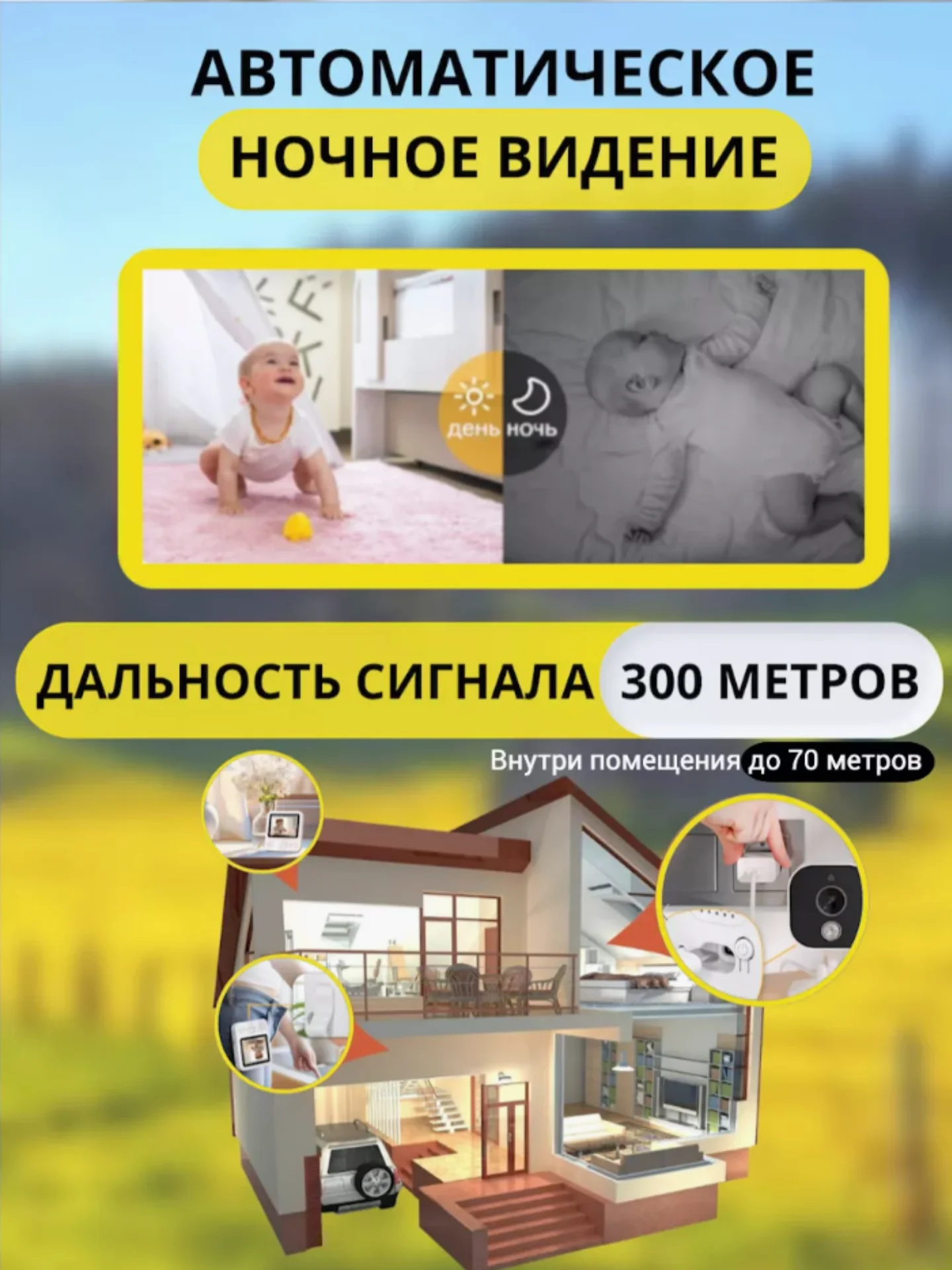 Радионяня видеоняня беспроводная с монитором
