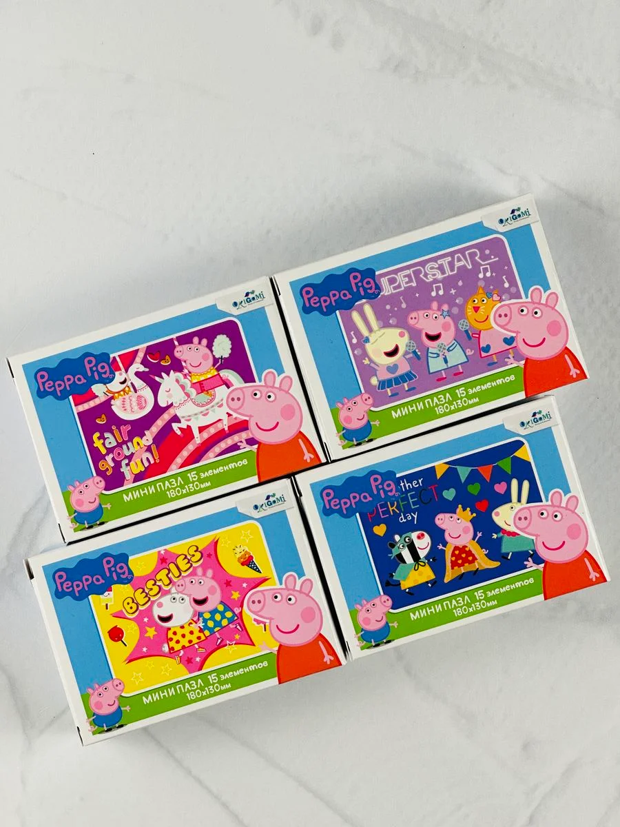 Пазл для малышей Свинка Пеппа 4 шт 15 Мозаика игра пепа Peppa Pig мультяшные любимые герои