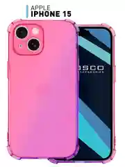 Розовый чехол + стекло для iPhone 15 противоударный силиконовый ROSCO прозрачный, усиленные углы