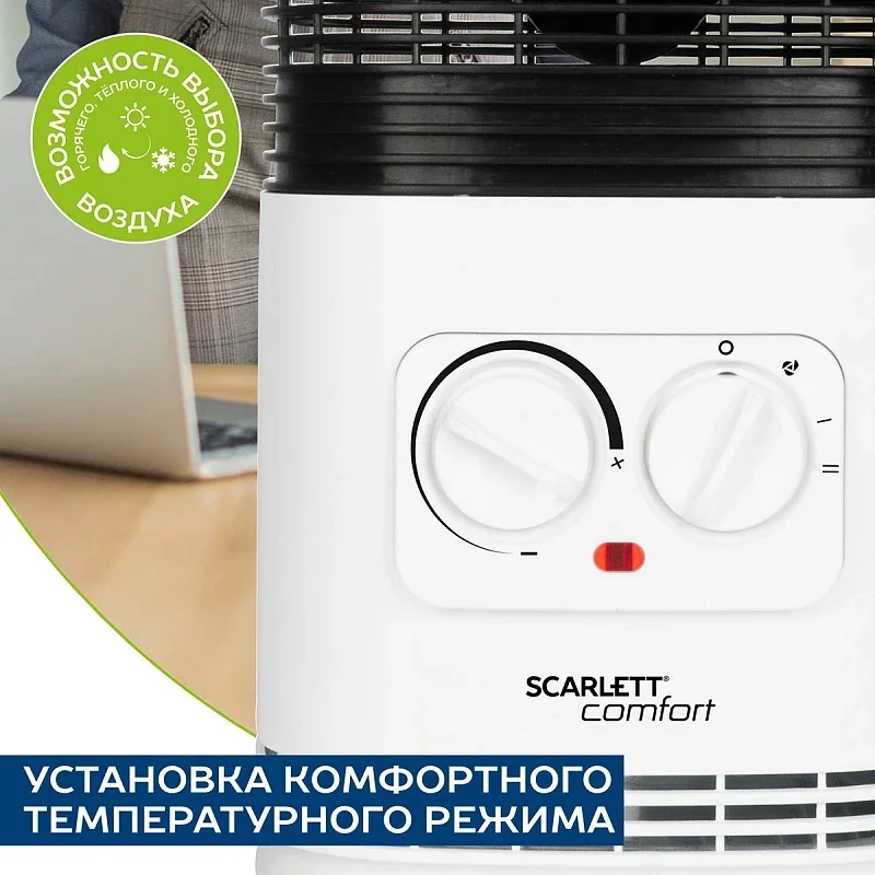 Тепловентилятор SCARLETT SC-FH1.513MC, 1500 Вт, белый