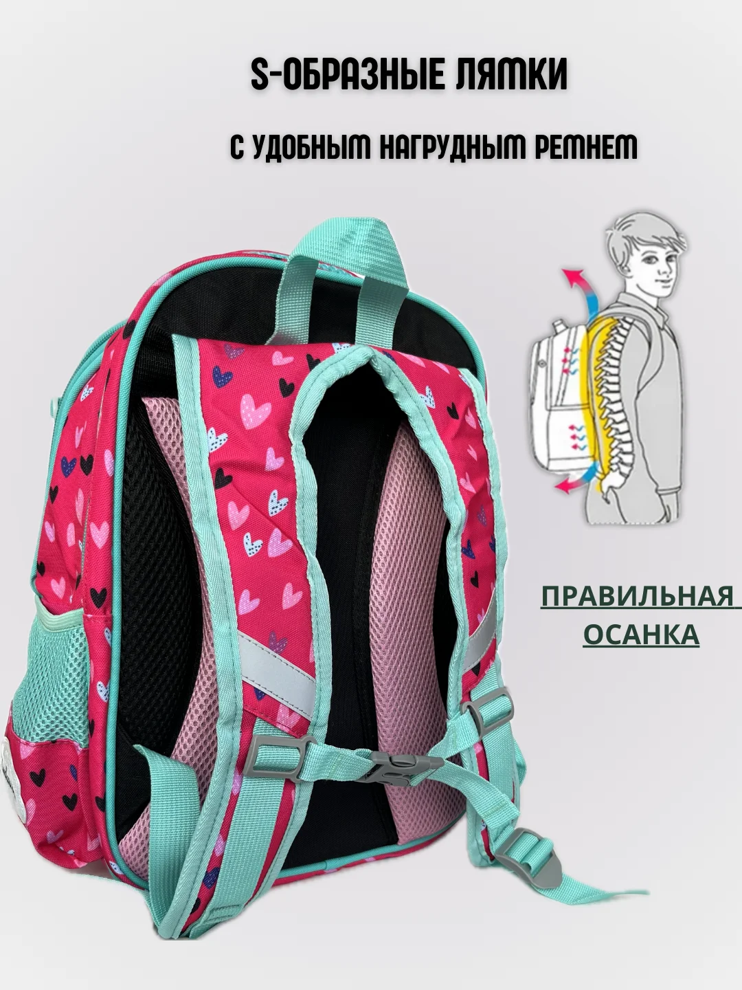 Бирюзовый рюкзак ортопедический для начальных классов, ранец школьный для девочек, детский портфель